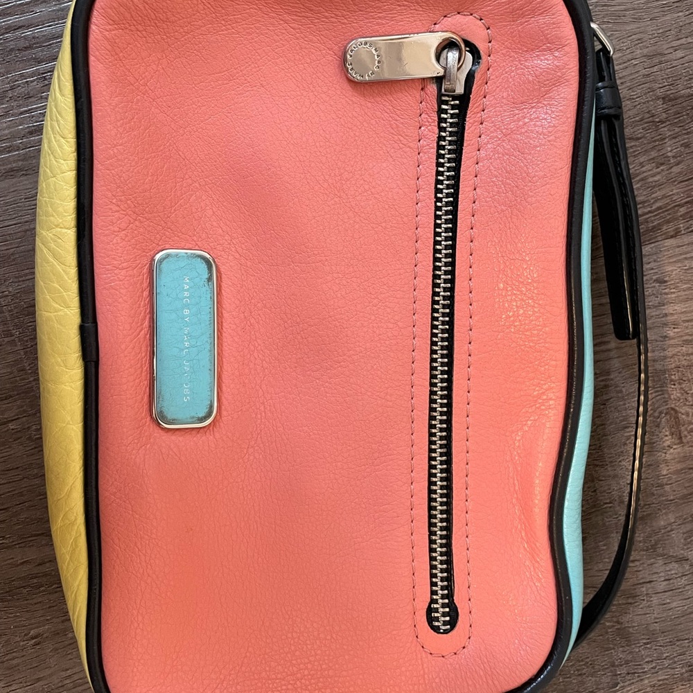 Marc Jacobs Coral, Aqua & Yellow Colorblock Leather Crossbody Bag - Picture 5 of 5